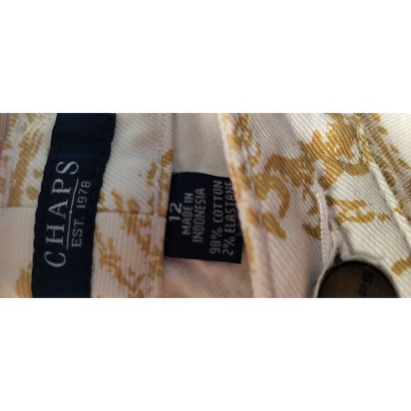 4064) Chaps White & Gold Paisley Print Straight Leg Denims Capri Size 12 - Picture 8 of 8